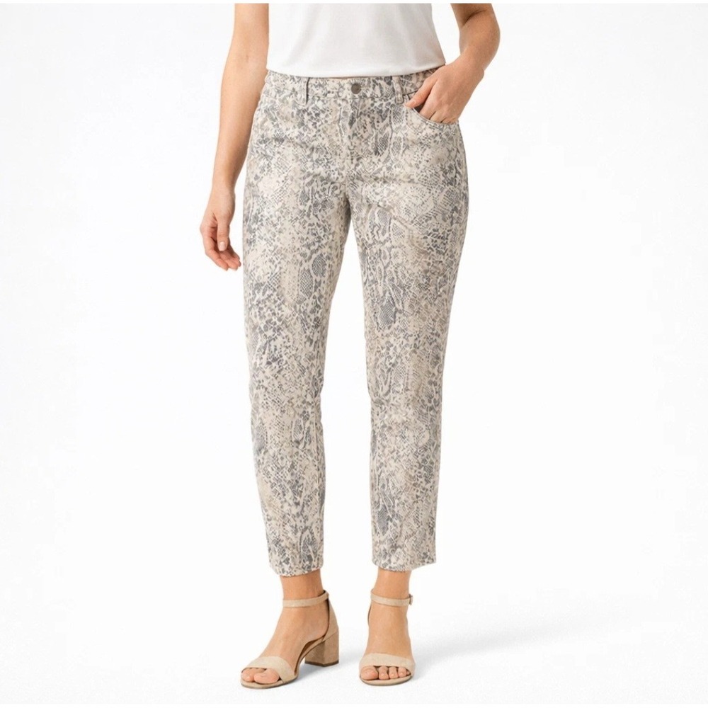 Chicos So Slimming Girlfriend Slim Leg Ankle Snake Print Jeans Womens Sz 6R
